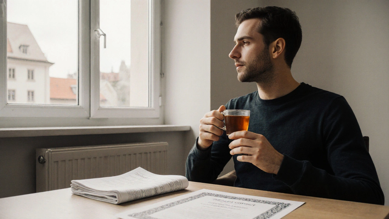 Klient po masáži v klidu v minimalistickém prostředí v Praze 2.