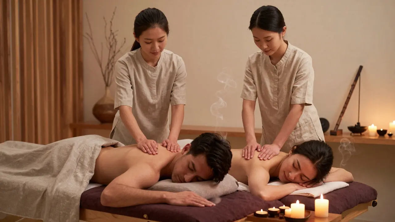 Masáž pro pár se dvěma masérkami: Co očekávat a jak se připravit