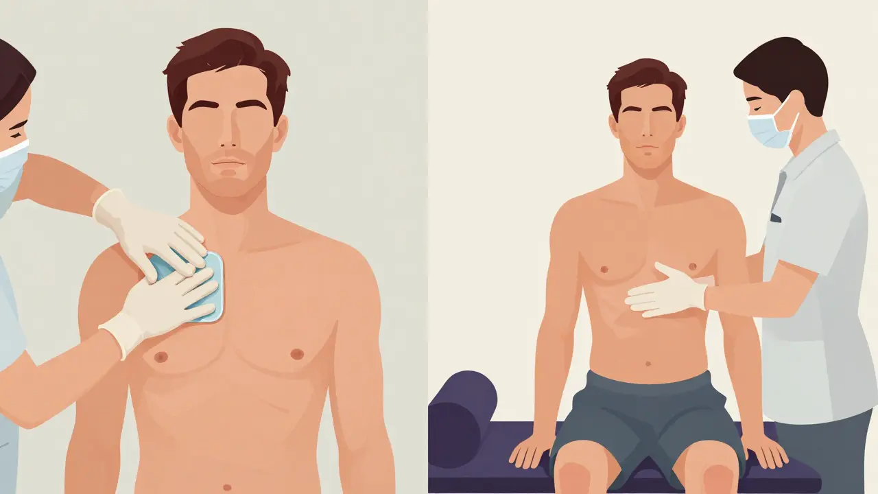 Porovnání masáže prostaty a fyzioterapie pánve jako alternativních přístupů.